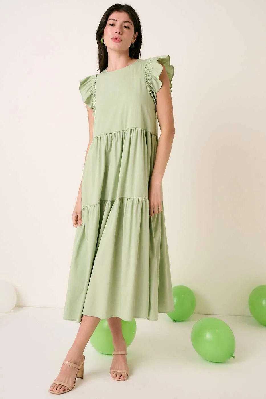 Mittoshop Ruffle Short Sleeve Tiered Maxi Dress - Sydney So Sweet