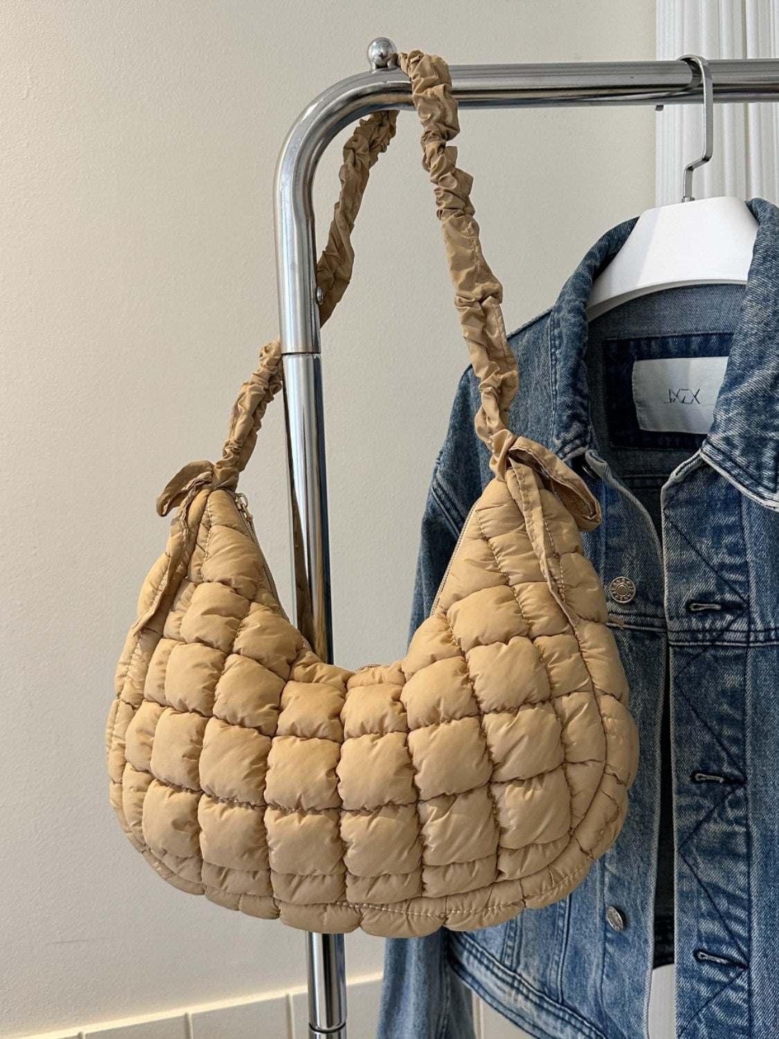 Bubble Texture Ruched Strap Quilted Shoulder Bag - Sydney So Sweet