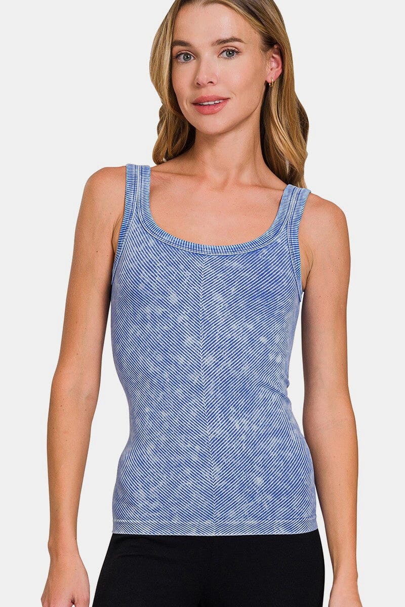 Zenana Ribbed Scoop Neck Tank - Sydney So Sweet