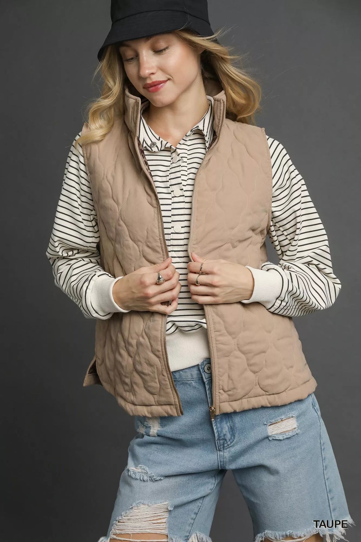 Umgee Quilted Zip-Up Vest - Sydney So Sweet