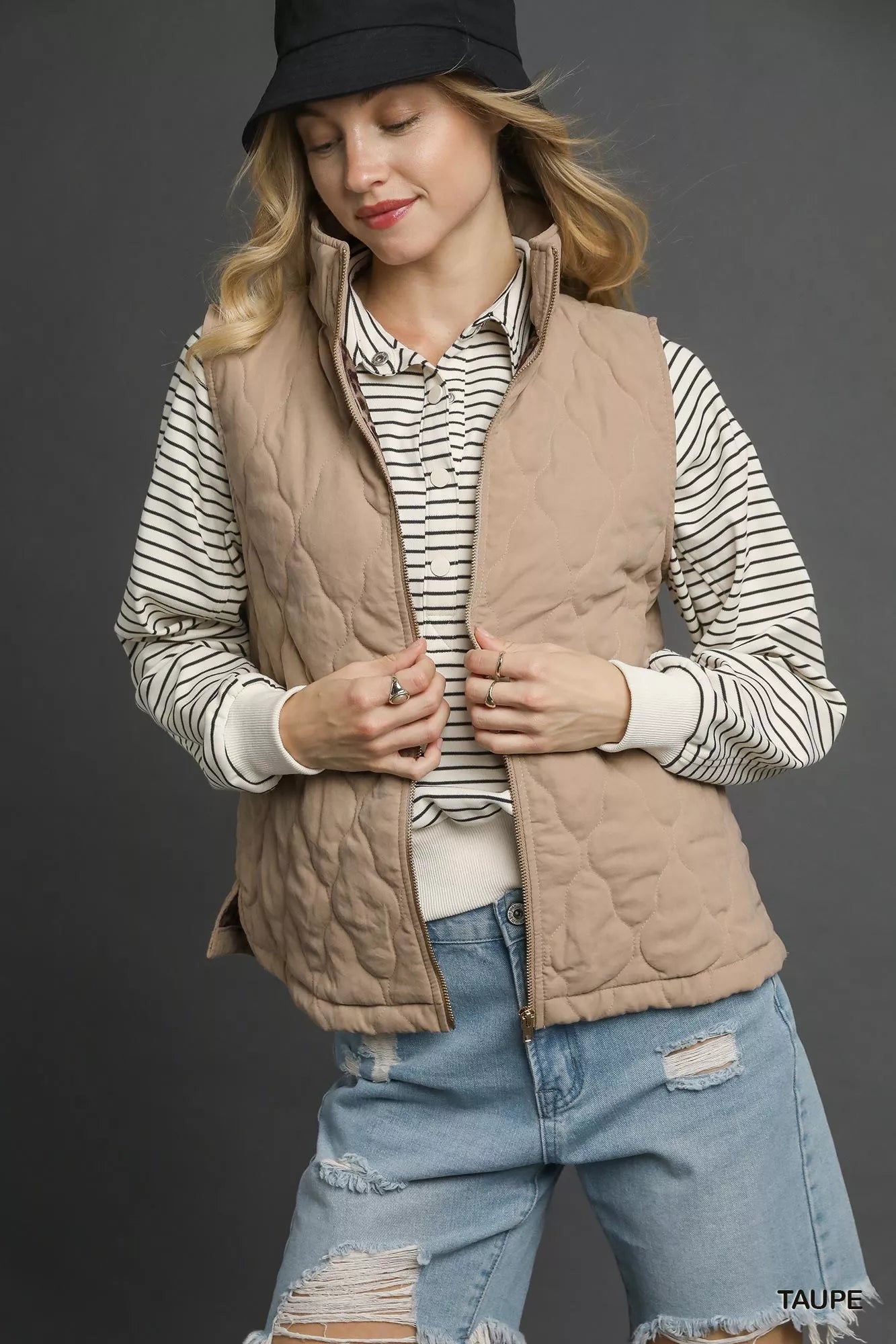 Umgee Quilted Zip-Up Vest - Sydney So Sweet