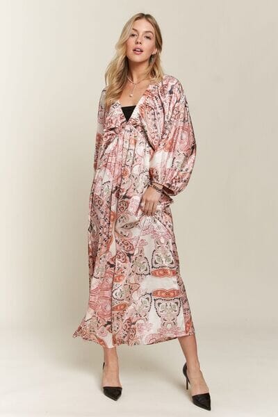 ADORA Printed V-Neck Batwing Sleeve Dress - Sydney So Sweet