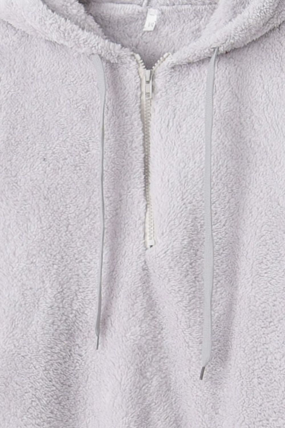 Full Size Quarter-Zip Drawstring Teddy Hoodie - Sydney So Sweet