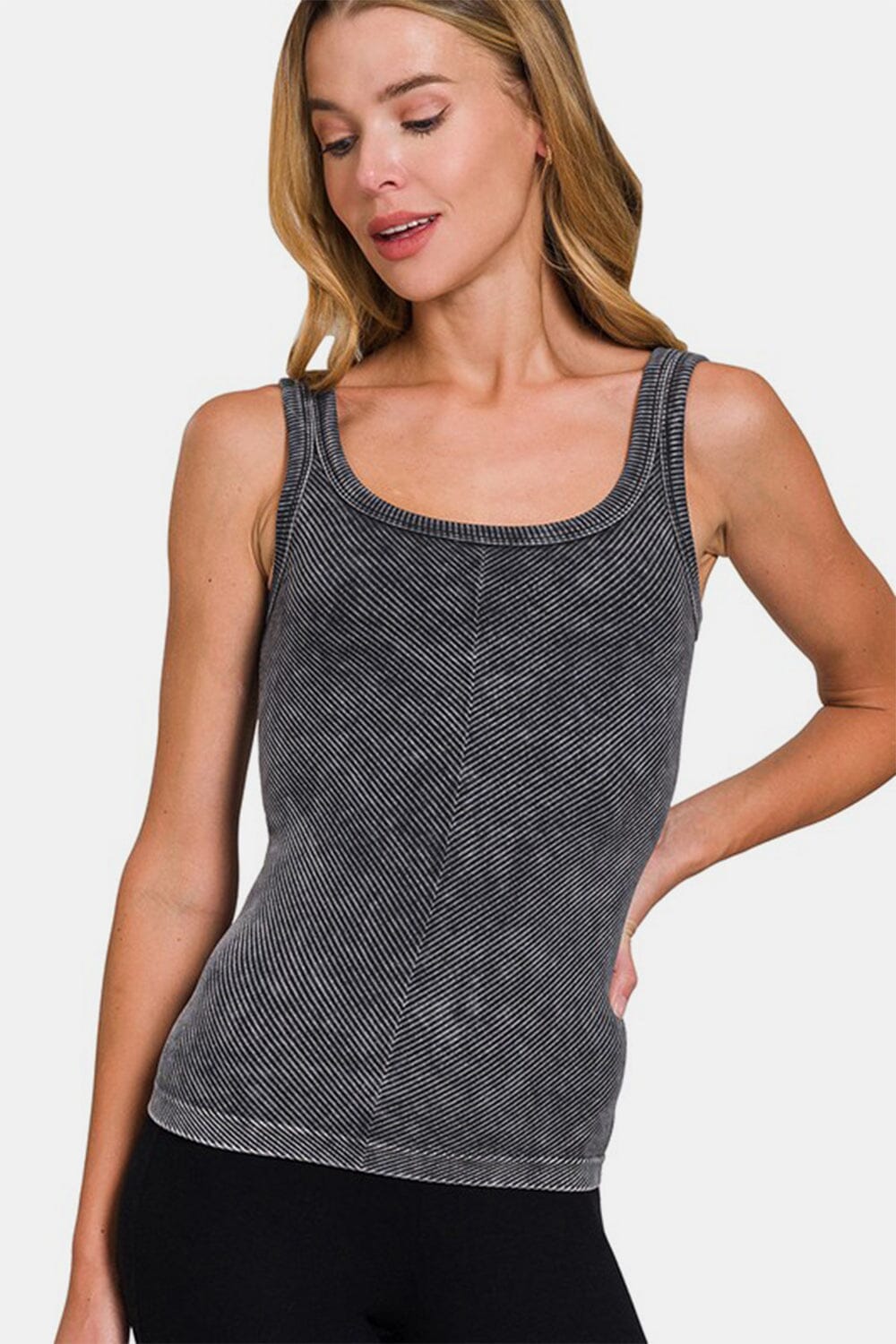 Zenana Ribbed Scoop Neck Tank - Sydney So Sweet