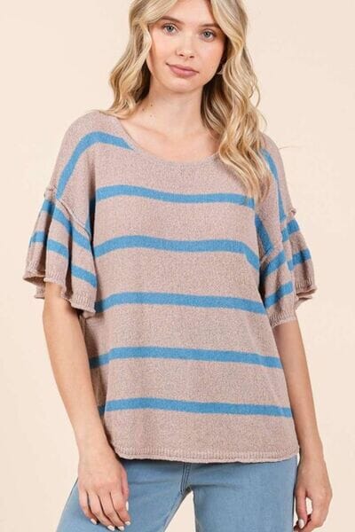 Mittoshop Striped Flounce Sleeve Knit Top - Sydney So Sweet