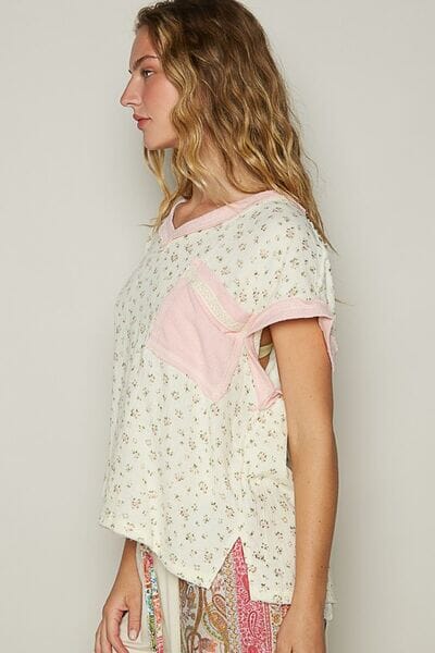 POL Floral V-Neck Short Sleeve T-Shirt - Sydney So Sweet
