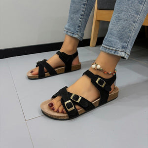 Open Toe Flat Buckle Sandals - Sydney So Sweet