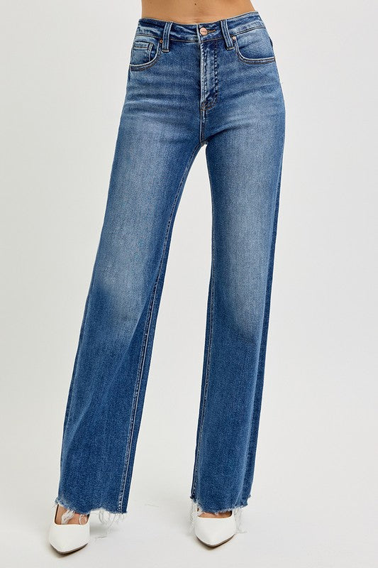 RISEN Tummy Control High Rise Raw Cut Jeans - Sydney So Sweet