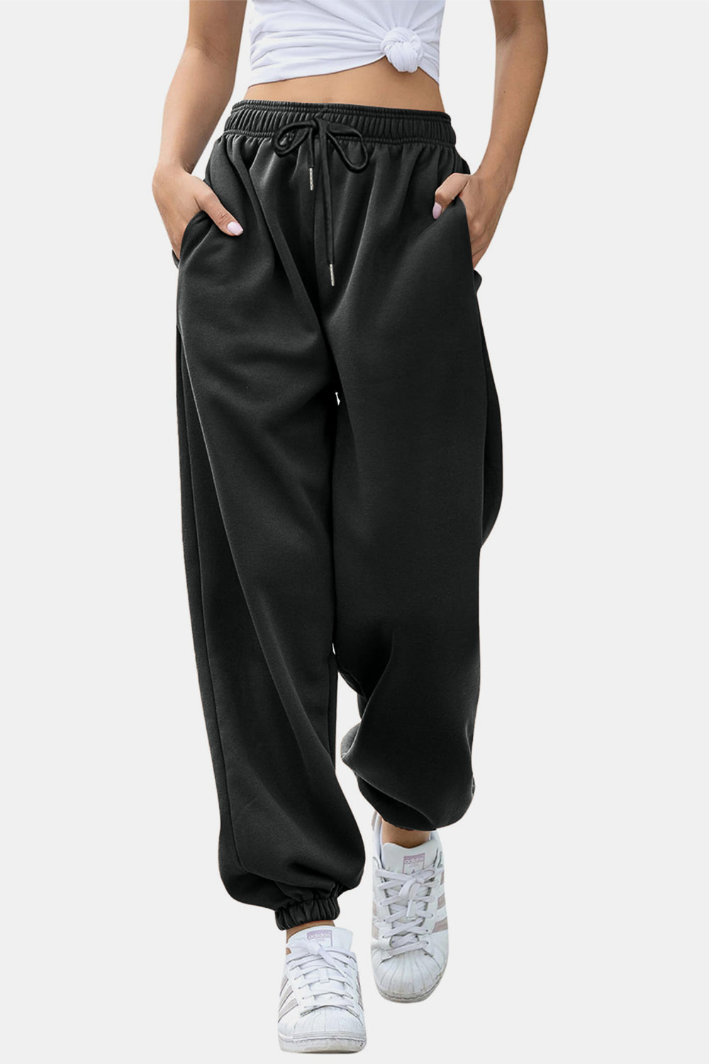 Elastic Waist Joggers with Pockets - Sydney So Sweet