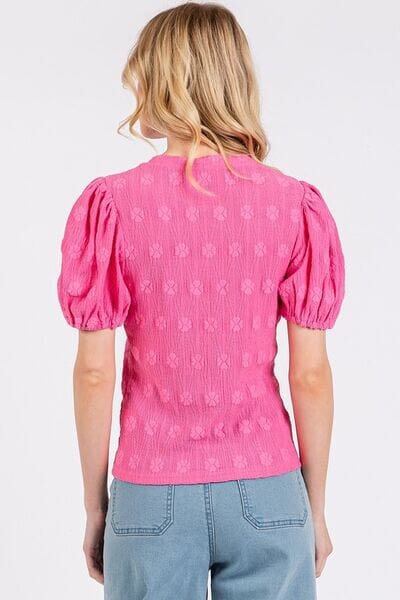 Mittoshop Flower Pattern Round Neck Short Sleeve Top - Sydney So Sweet