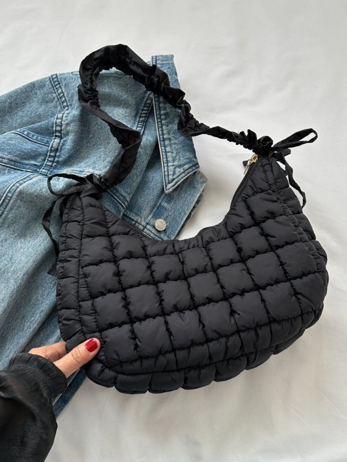 Bubble Texture Ruched Strap Quilted Shoulder Bag - Sydney So Sweet