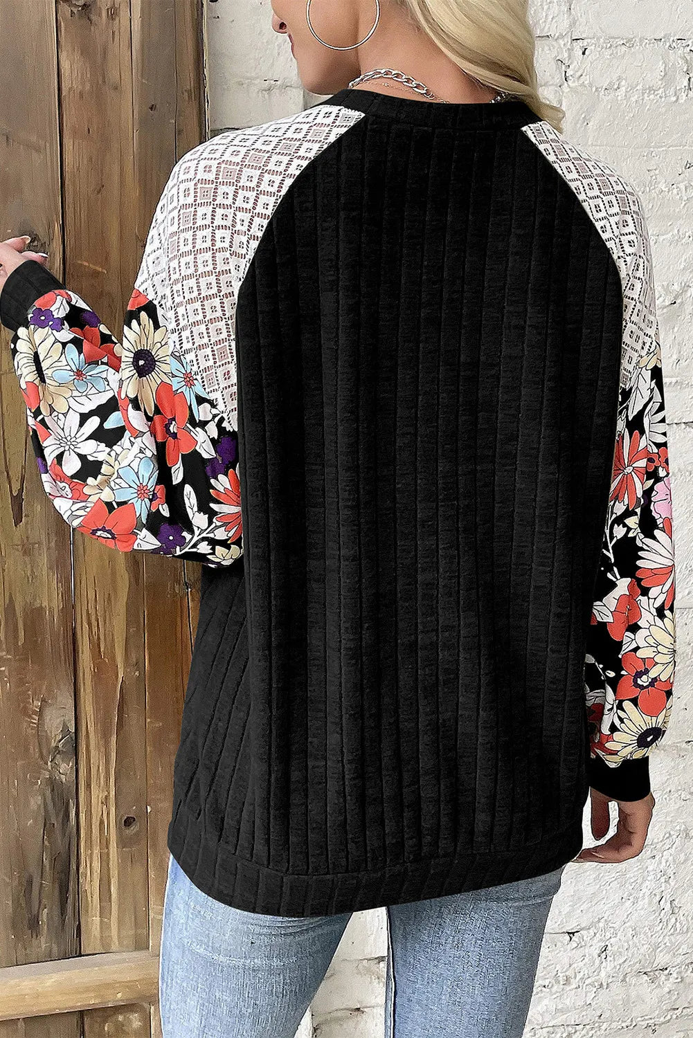 Printed Round Neck Long Sleeve Top - Sydney So Sweet