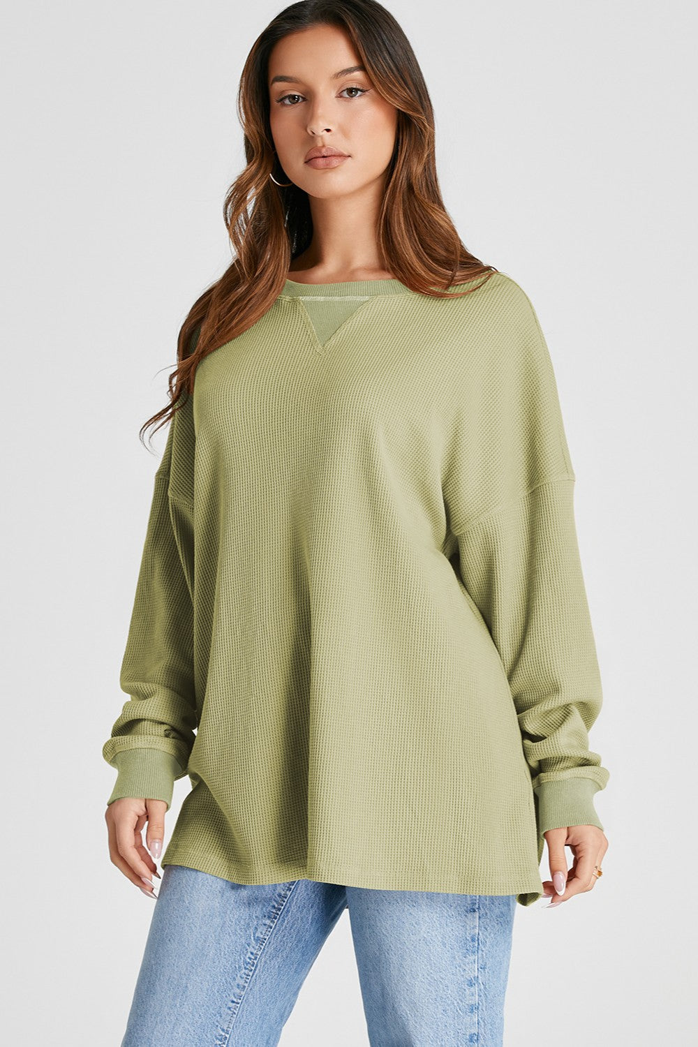 Waffle-Knit Long Sleeve Sweatshirt - Sydney So Sweet