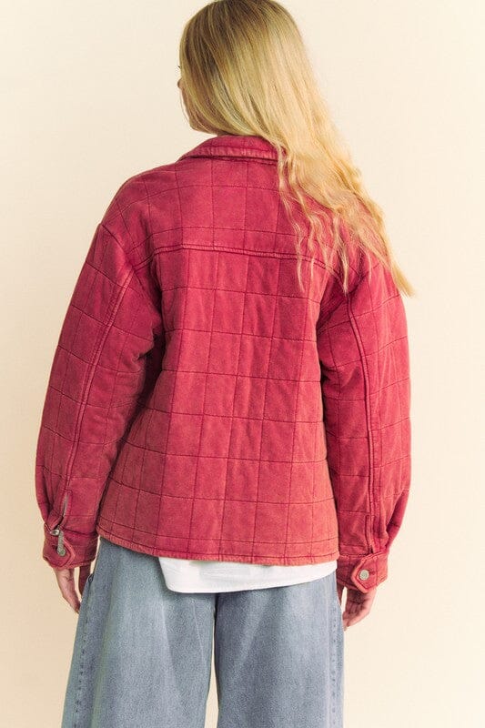 Davi & Dani Quilted Button Down Shacket with Chest Pockets - Sydney So Sweet