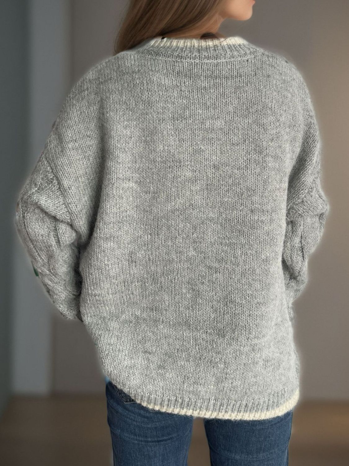 Cable Knit Round Neck Long Sleeve Sweater - Sydney So Sweet