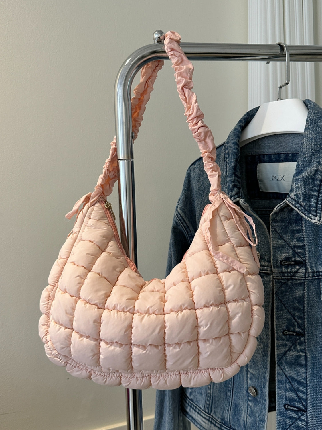 Bubble Texture Ruched Strap Quilted Shoulder Bag - Sydney So Sweet