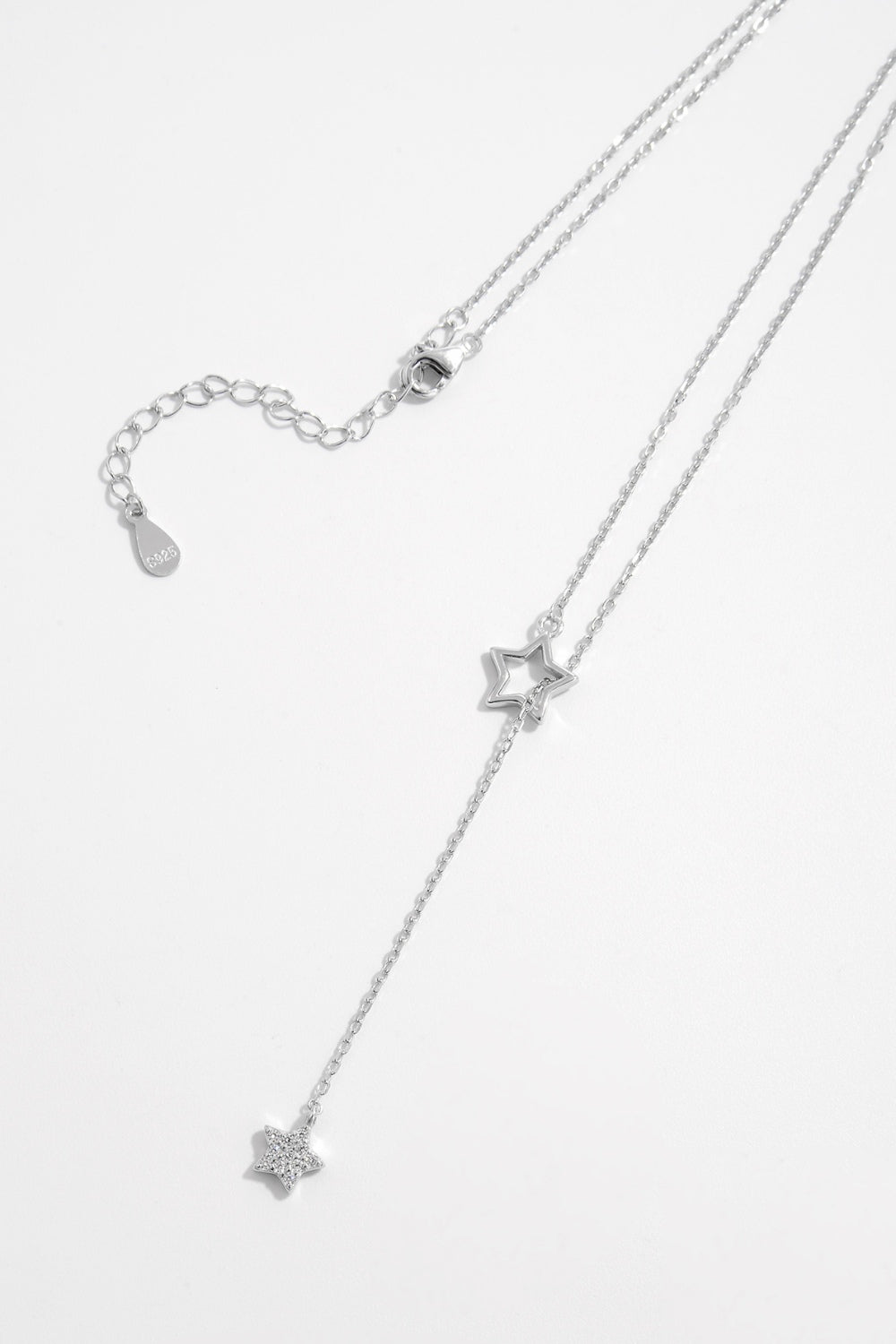 925 Sterling Silver Zircon Star Drop Necklace - Sydney So Sweet