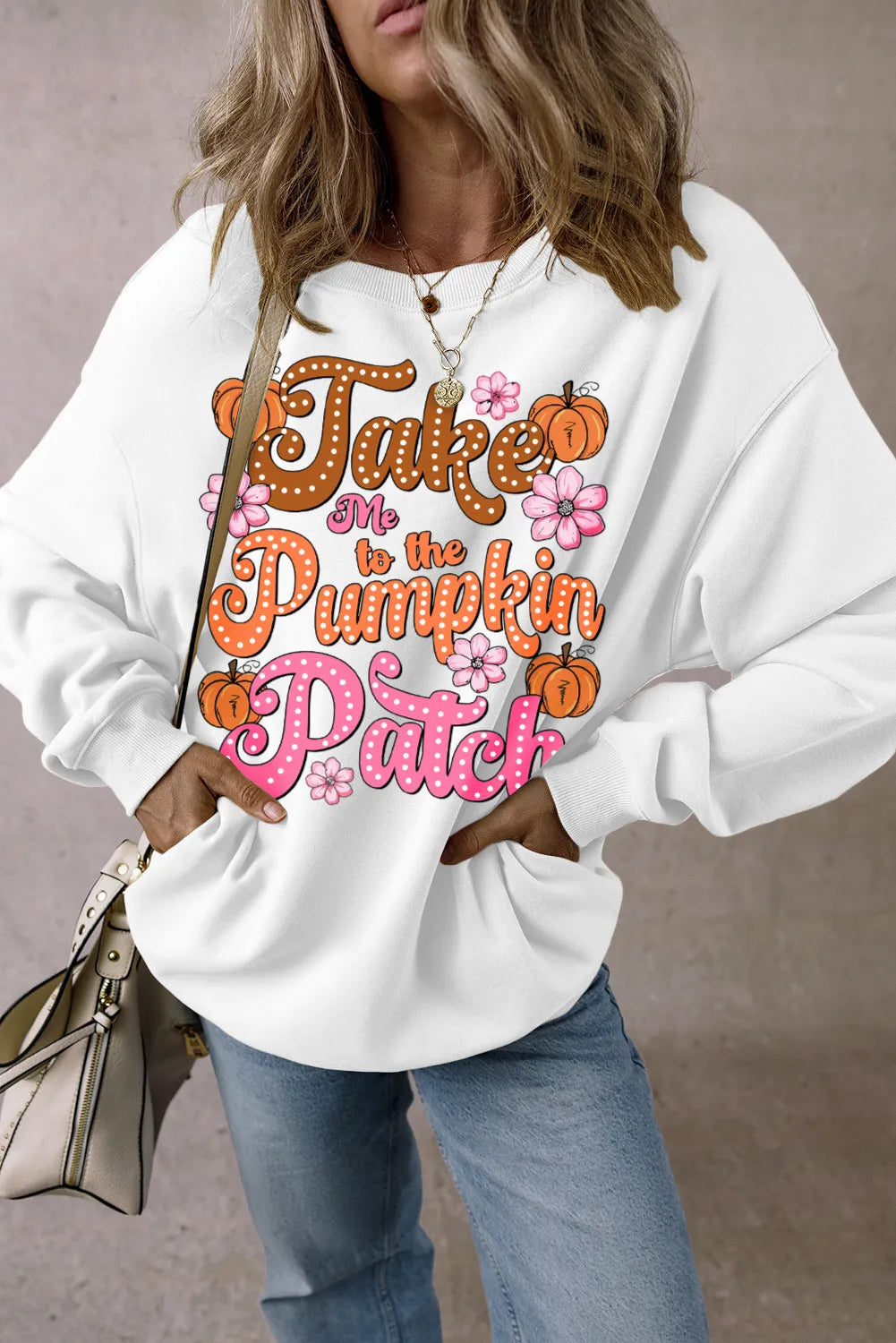 Take Me to the Pumpkin Patch Women&#39;s Graphic Long Sleeve Sweatshirt - Sydney So Sweet