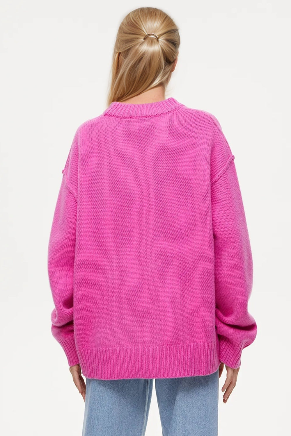 Basic Bae Round Neck Dropped Shoulder Sweater - Sydney So Sweet