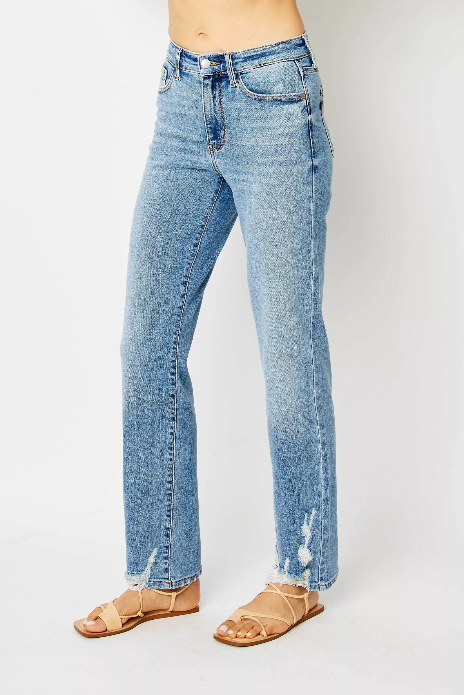 Judy Blue Full Size High Waist Straight Jeans with Heavy Destroy Plus Size - Sydney So Sweet