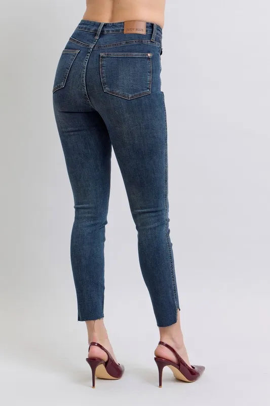 Judy Blue Full Size High Waist Tummy Control Step Hem Skinny Jeans Plus Size - Sydney So Sweet