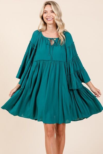 Mittoshop Frill Tie Neck Bell Sleeve Dress - Sydney So Sweet