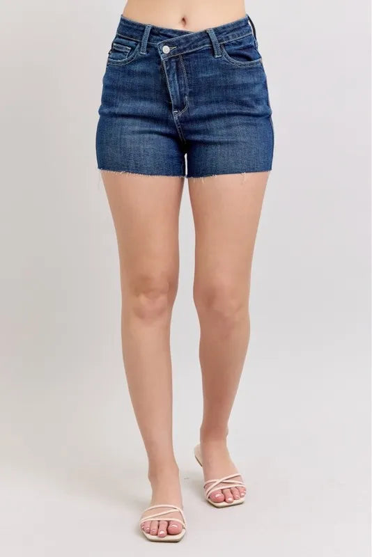 Judy Blue High Waist Criss-Cross Waistband Denim Shorts - Sydney So Sweet