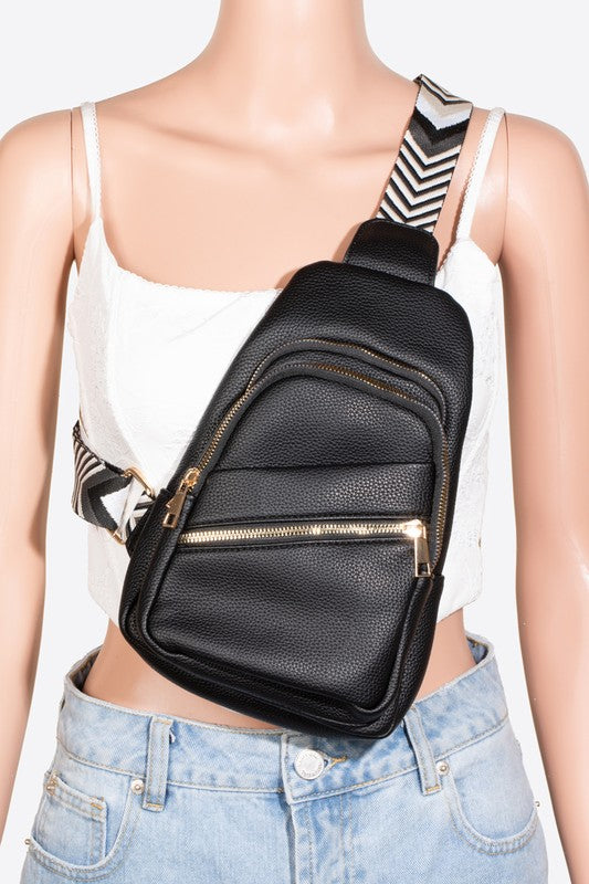 Fame PU Leather Chevron Strap Crossbody Bag - Sydney So Sweet