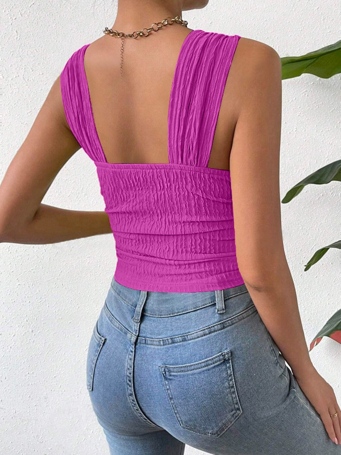 Textured Square Neck Wide Strap Tank - Sydney So Sweet