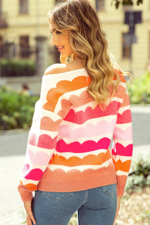 Boat Neck Long Sleeve Sweater - Sydney So Sweet