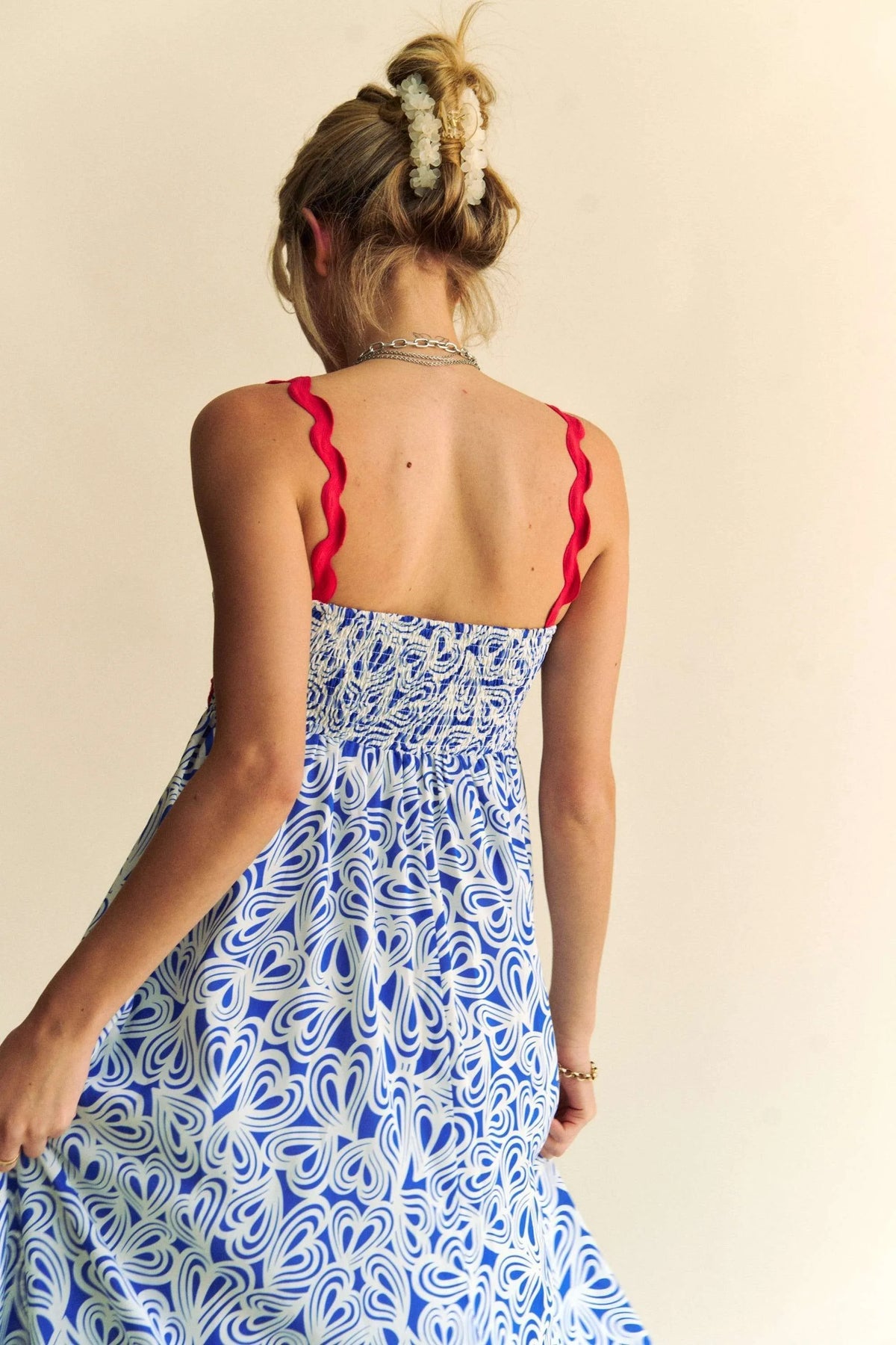 Davi & Dani Geo 2 Tone Printed Wavi Trim Tiered Maxi Dress - Sydney So Sweet