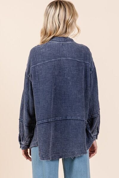 Mittoshop Textured Collared Neck Long Sleeve Shirt - Sydney So Sweet