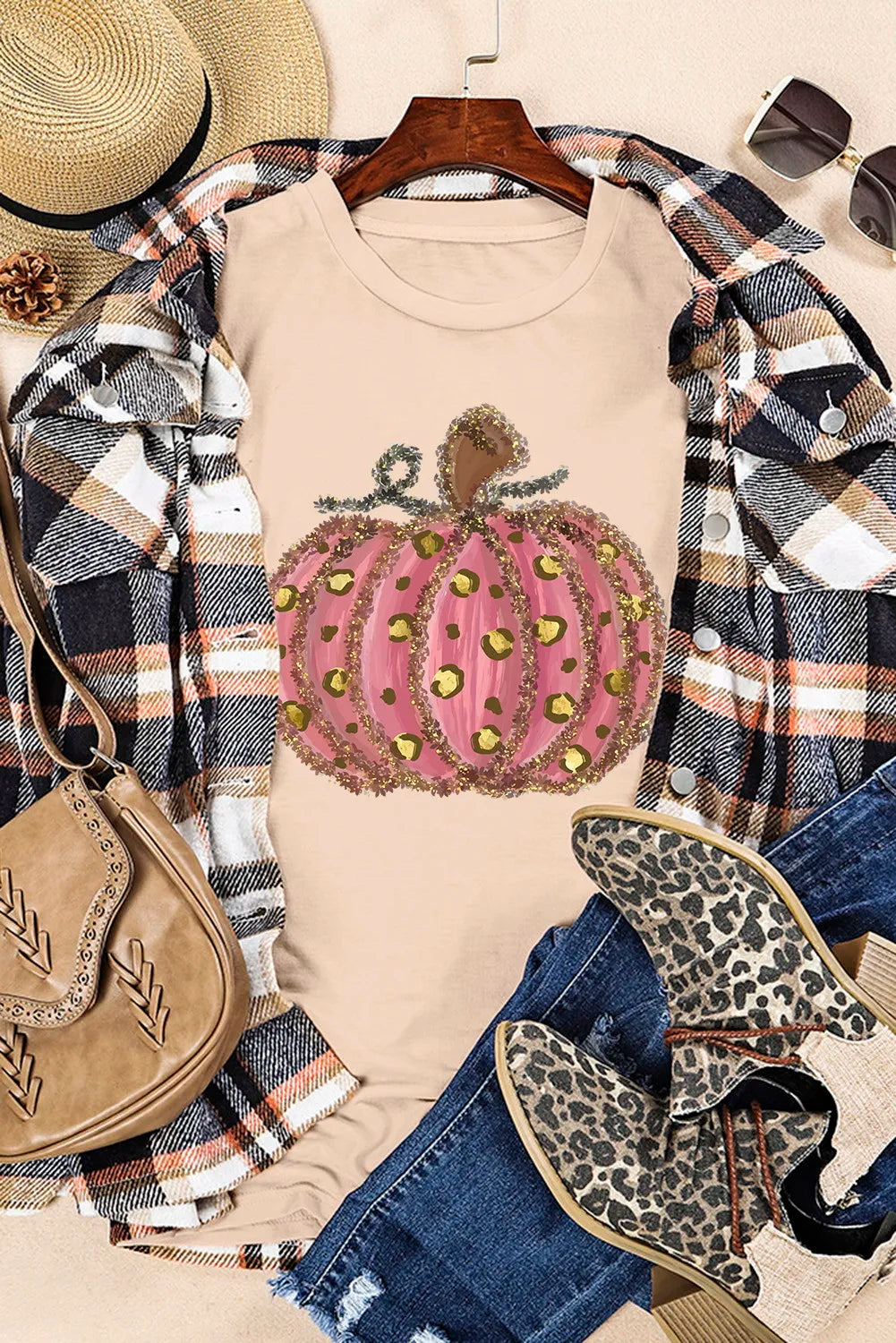 Pumpkin Round Neck Short Sleeve T-Shirt - Sydney So Sweet