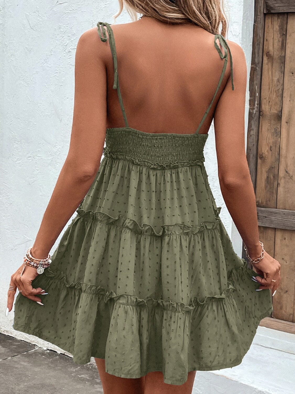 Frill Spaghetti Strap Tiered Dress - Sydney So Sweet