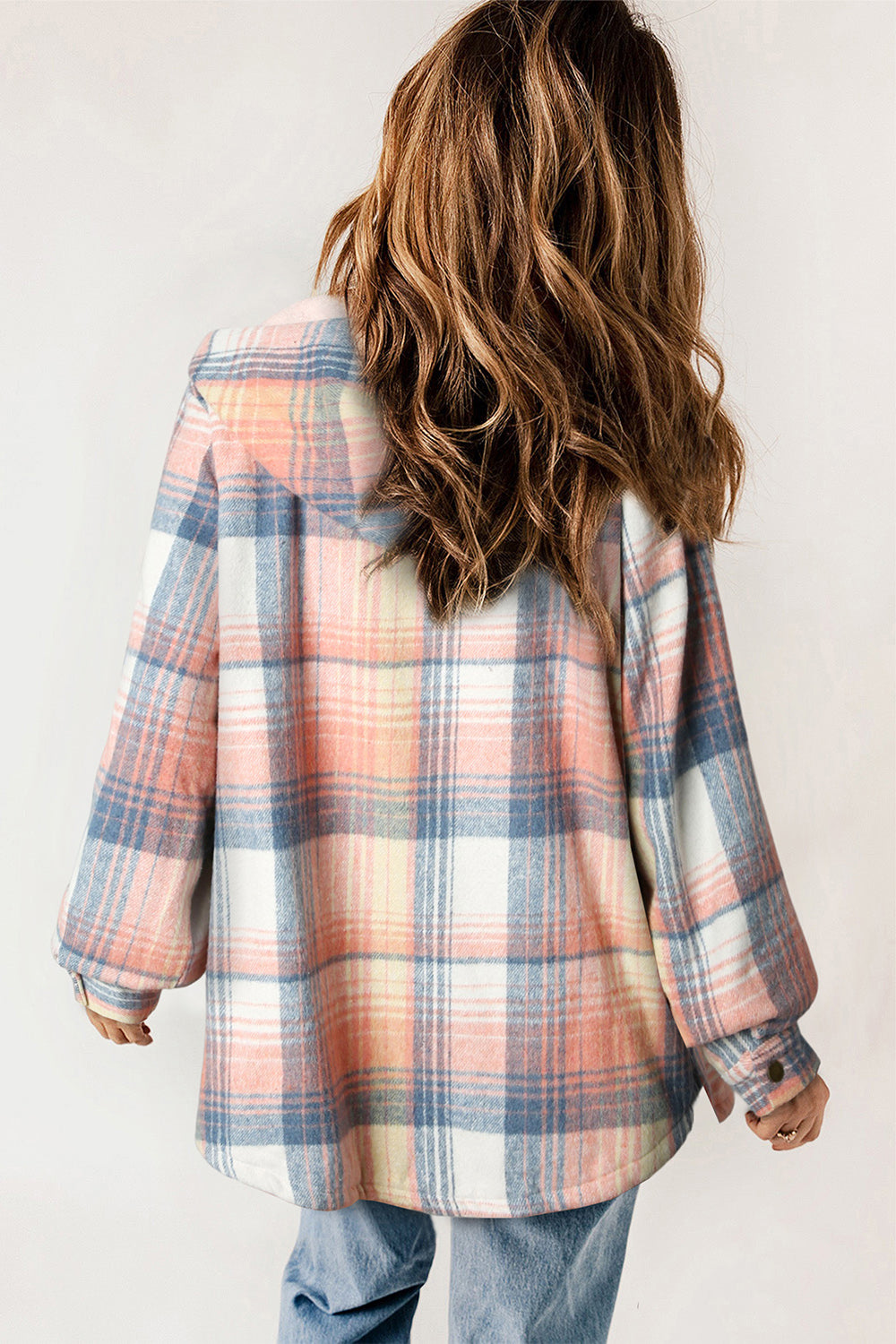 Plaid Snap Down Hooded Jacket - Sydney So Sweet