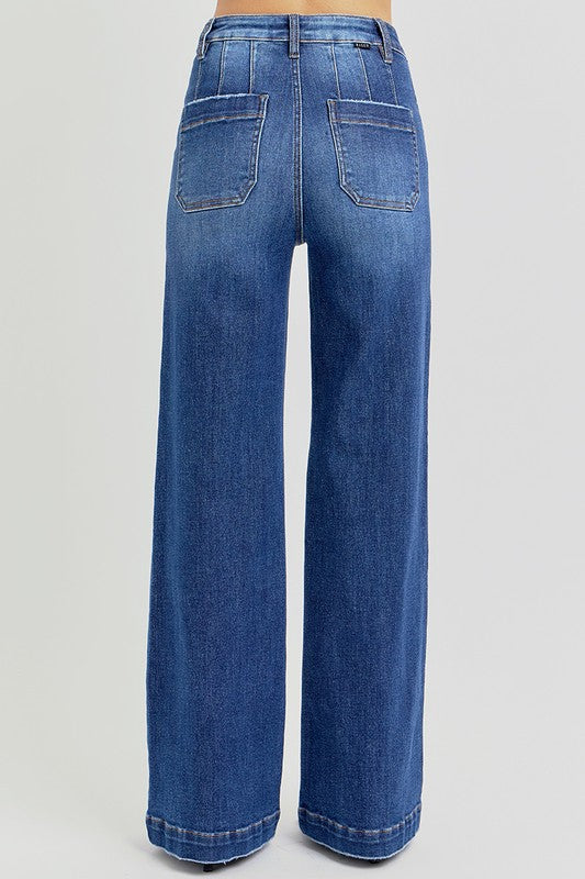 RISEN Full Size High Rise Wide Leg Jeans with Slanted Pockets - Sydney So Sweet