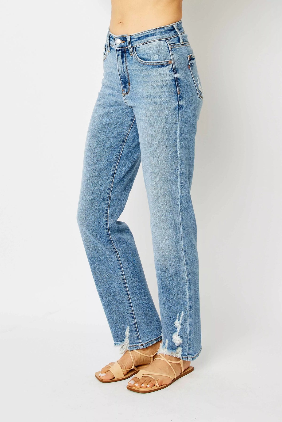 Judy Blue Full Size High Waist Straight Jeans with Heavy Destroy Plus Size - Sydney So Sweet