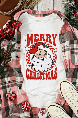 Santa Graphic Round Neck Long Sleeve Sweatshirt - Sydney So Sweet