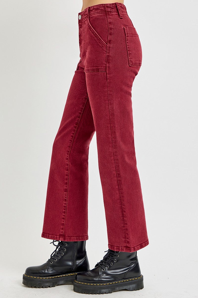 RISEN Full Size High Rise Straight Jeans with Patch Pockets - Sydney So Sweet