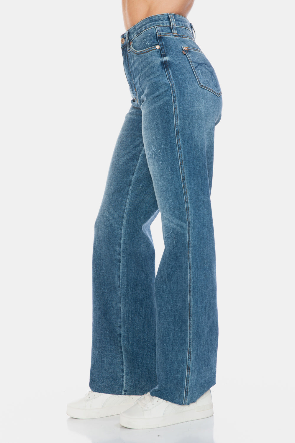 Judy Blue Full Size Tummy Control Cut Raw Hem Straight Jeans - Sydney So Sweet