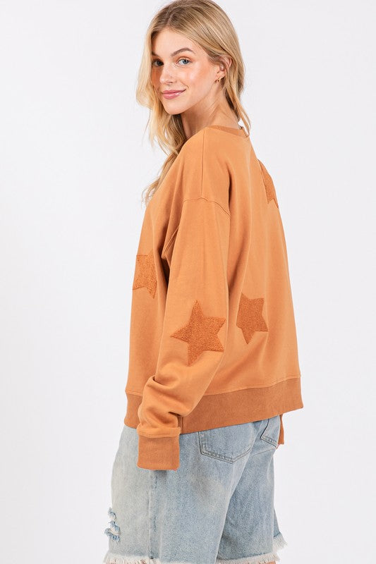 SAGE + FIG Star Patch Long Sleeve Sweatshirt - Sydney So Sweet