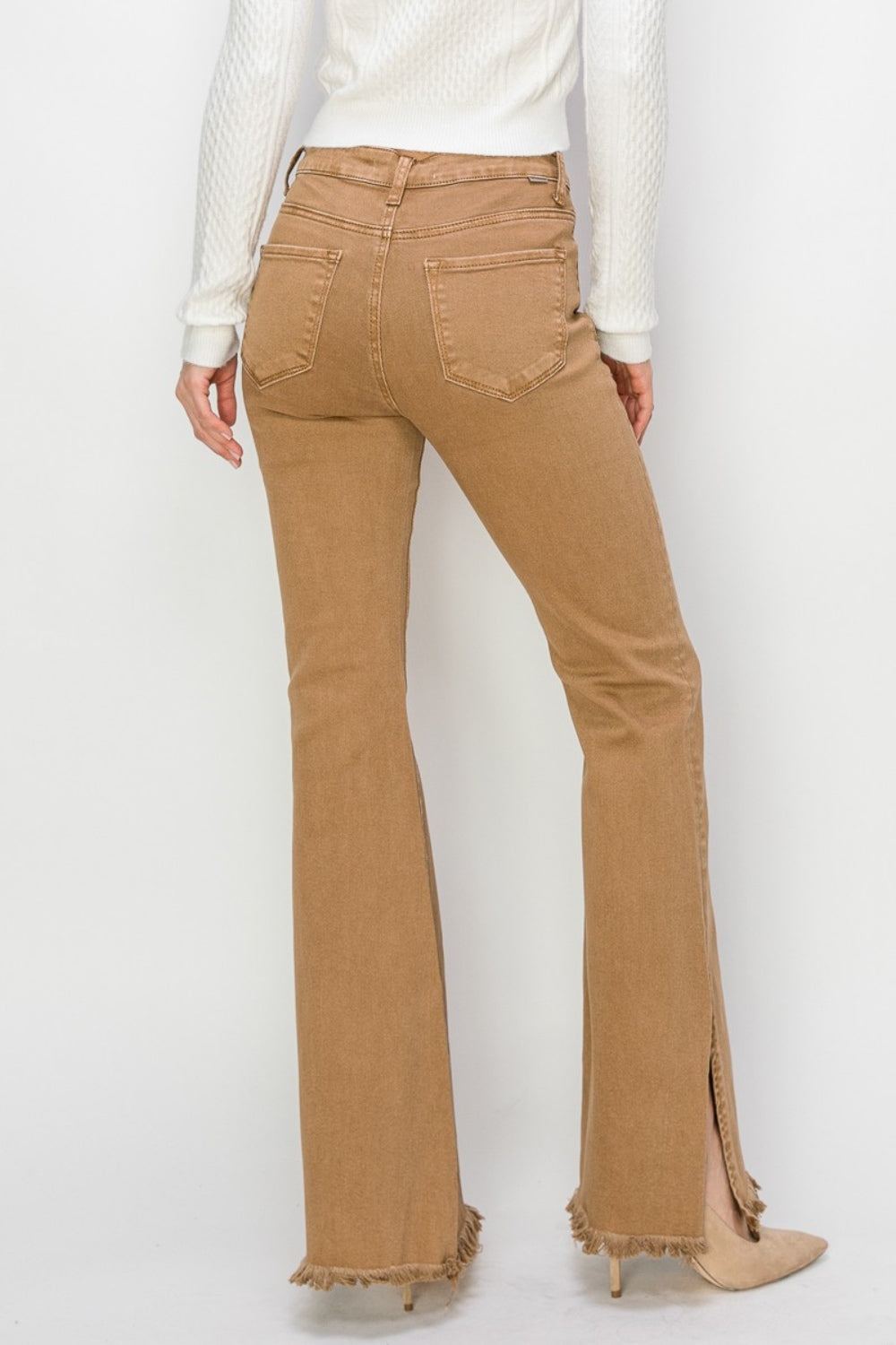 RISEN Bailey Full Size High Waist Side Slit Flare Jeans - Sydney So Sweet