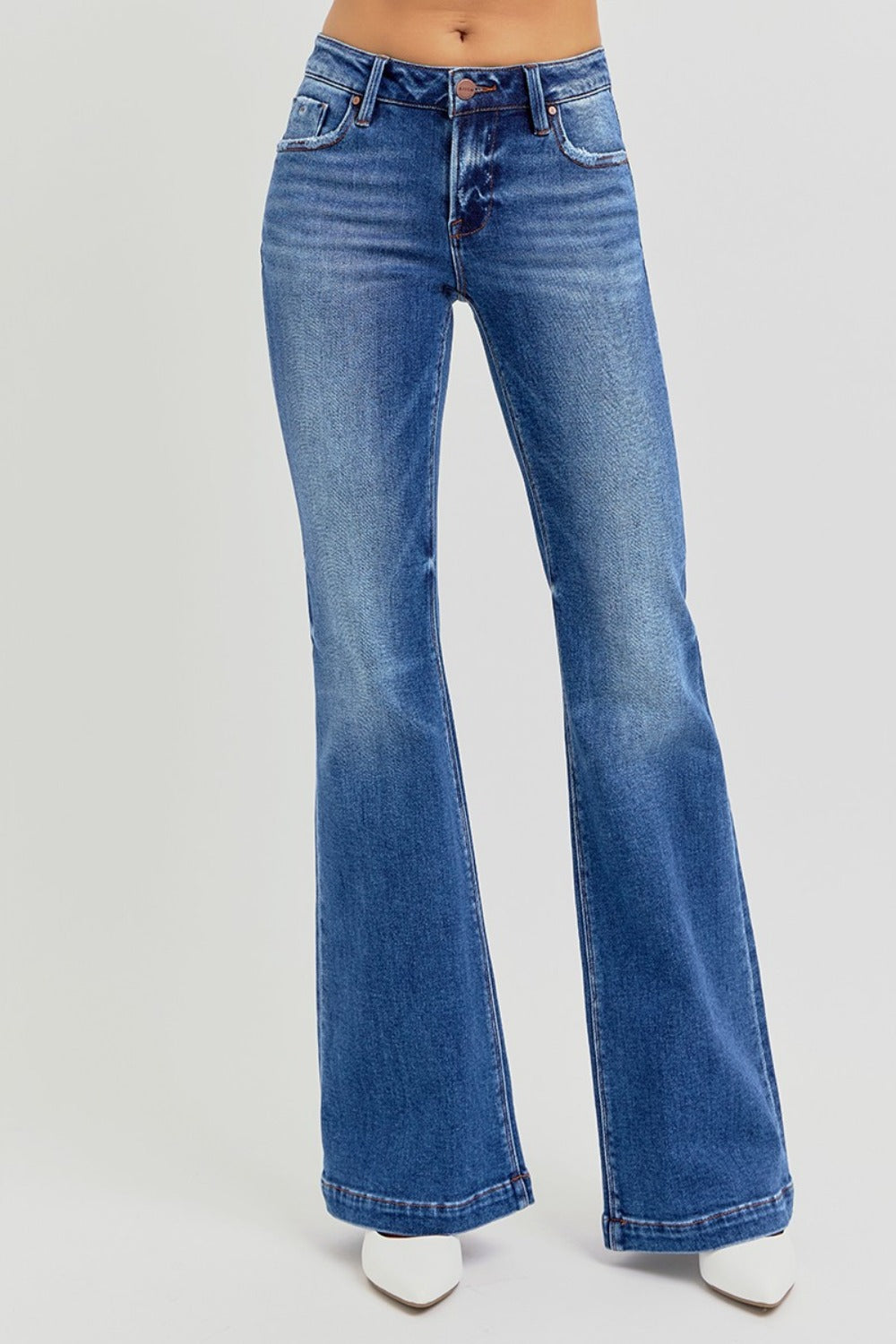 RISEN Full Size Low Rise Flare Jeans with Pockets - Sydney So Sweet