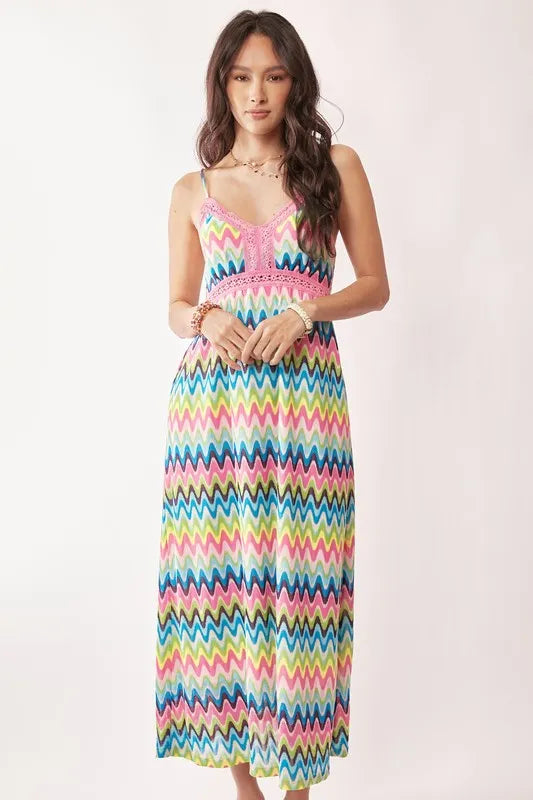 Davi & Dani Multi Color Crochet Lace Midi Dress - Sydney So Sweet