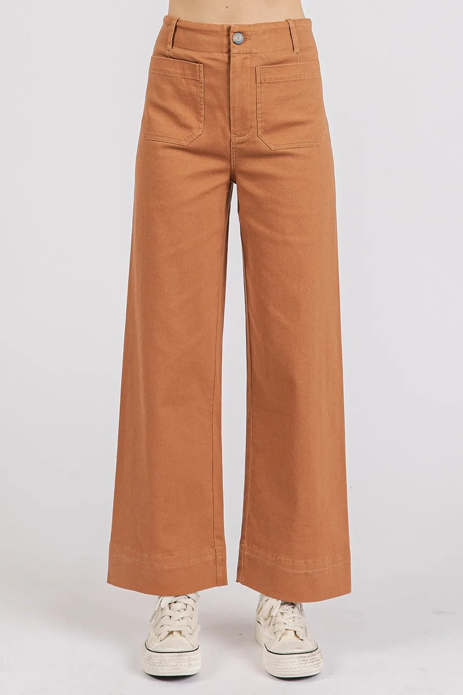 Mittoshop Twill Patch Pocket High Rise Wide Leg Pants - Sydney So Sweet