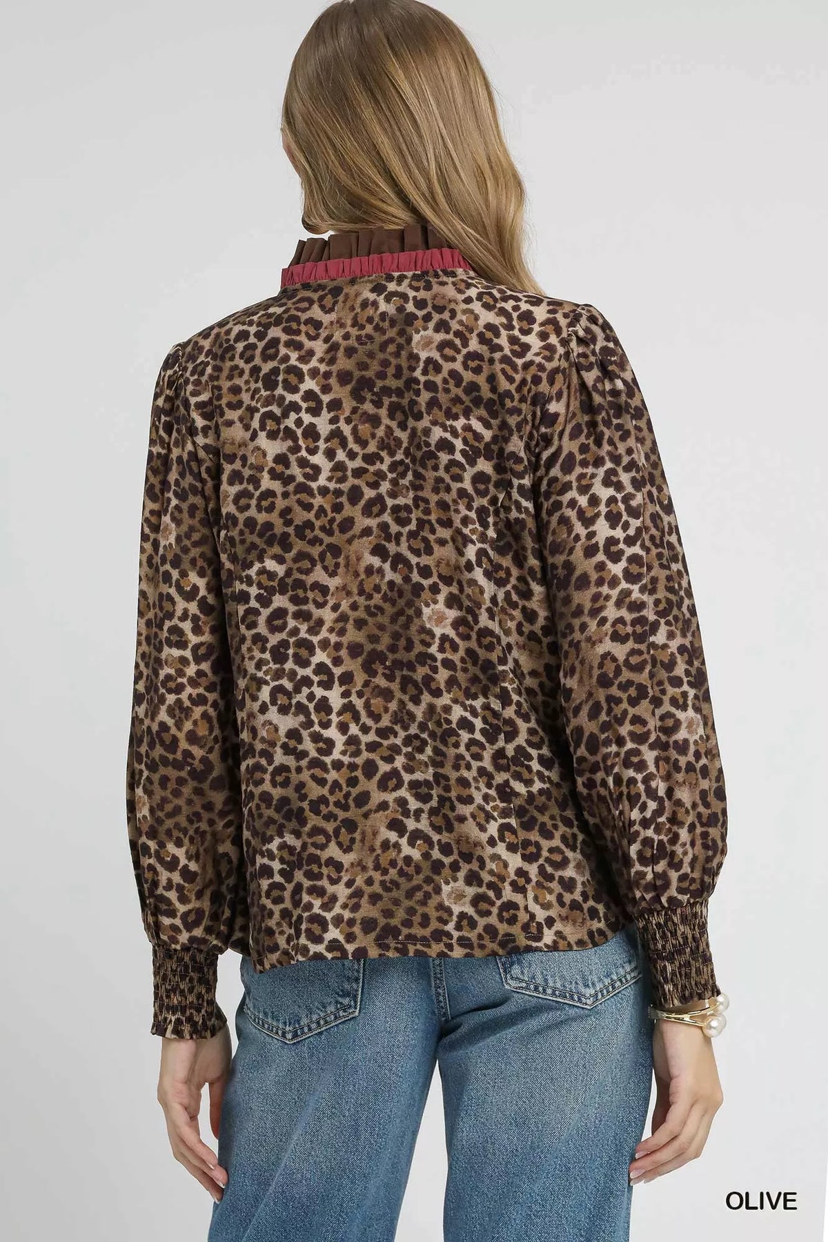 Umgee Ruffle Trim Leopard Print Shirt - Sydney So Sweet