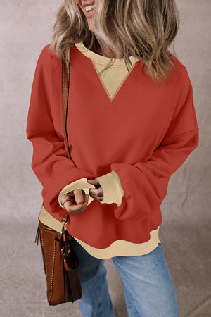 Contrast Round Neck Long Sleeve Sweatshirt - Sydney So Sweet