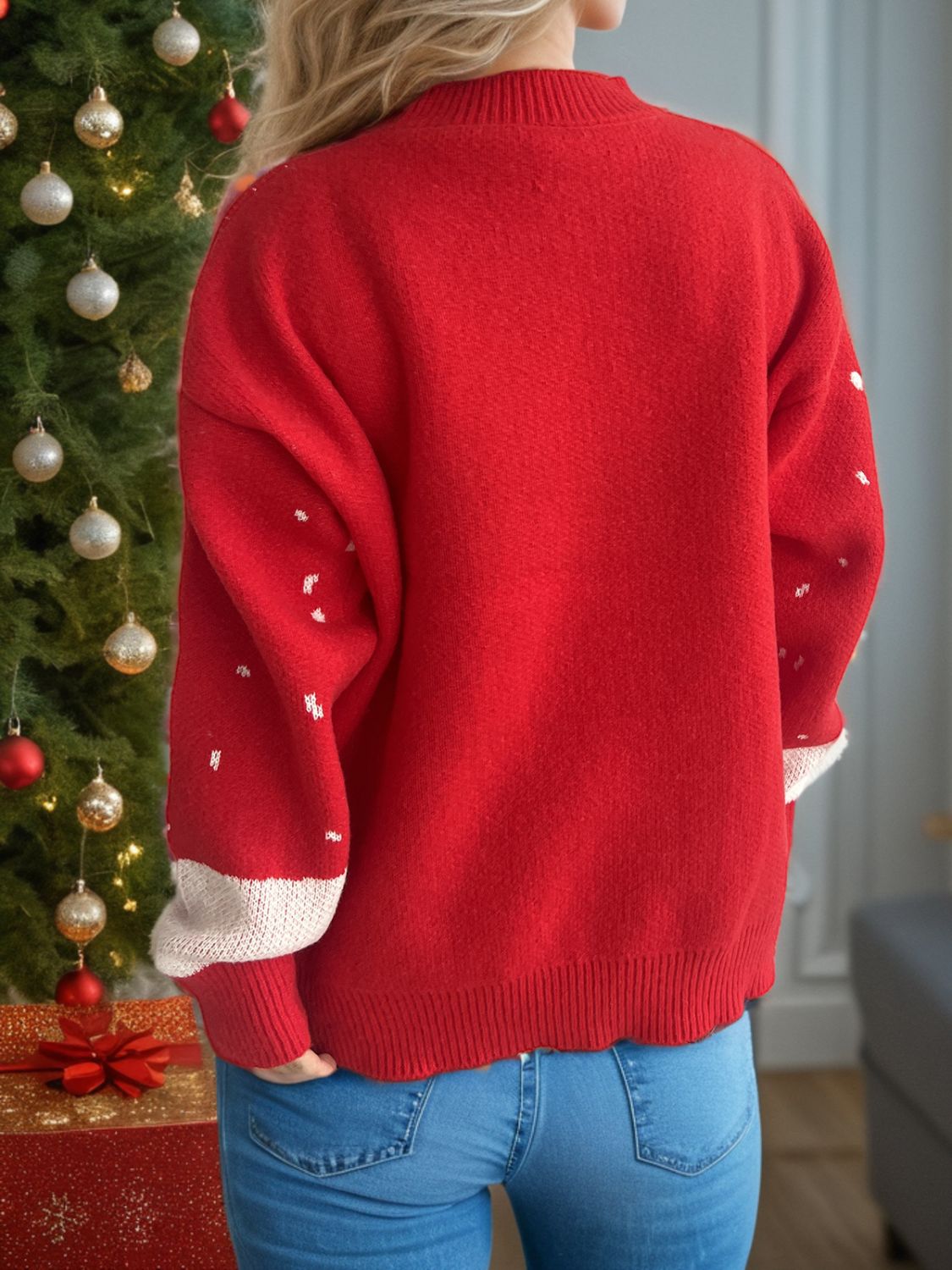 Reindeer Mock Neck Long Sleeve Sweater - Sydney So Sweet