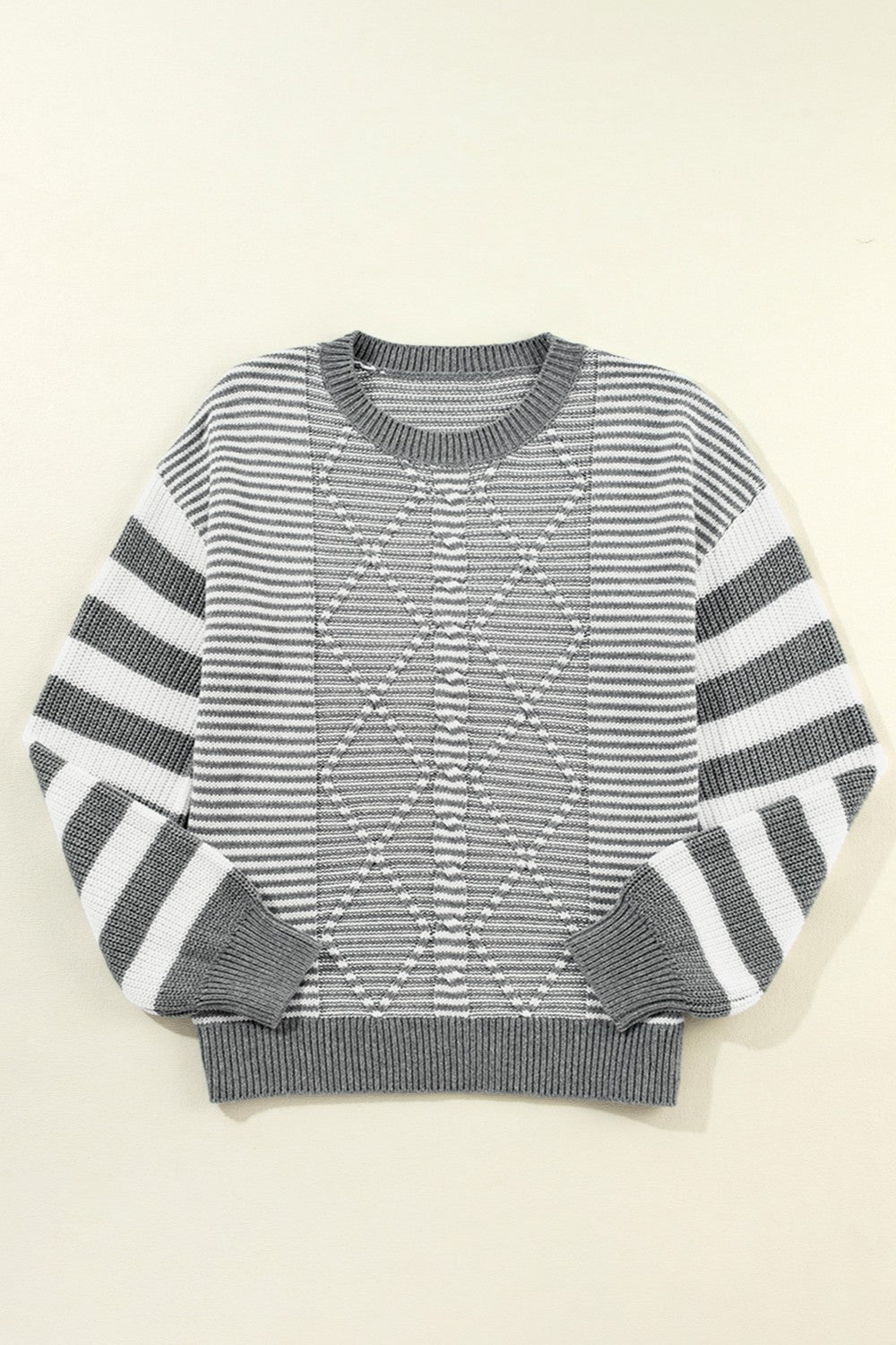 Striped Round Neck Long Sleeve Sweater - Sydney So Sweet