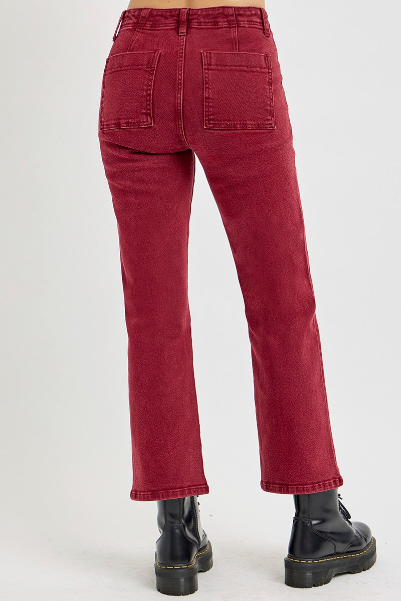 RISEN Full Size High Rise Straight Jeans with Patch Pockets - Sydney So Sweet